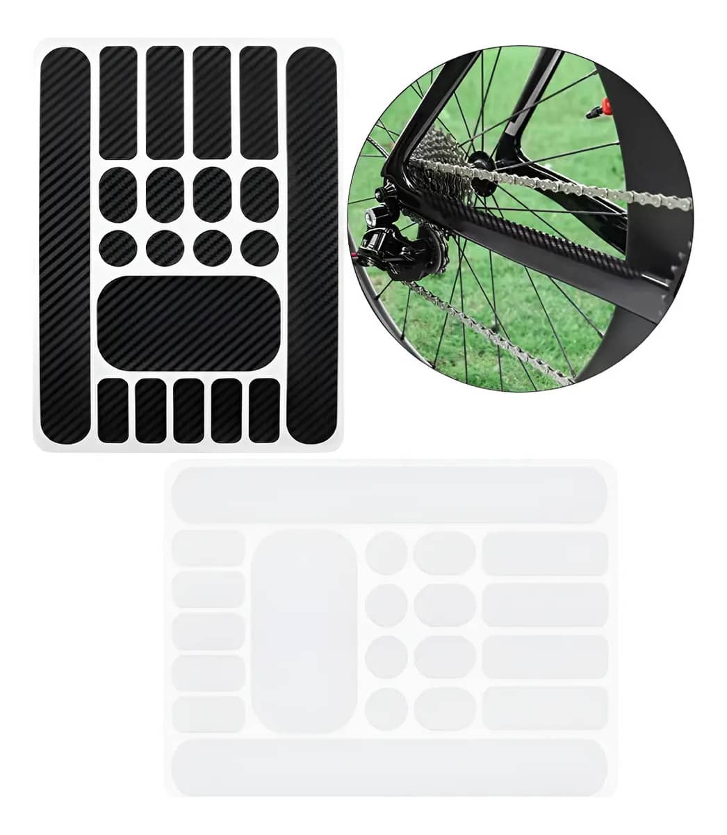 20 Pçs Protetor Corrente Quadro Bike Carbon/transparente Preto
