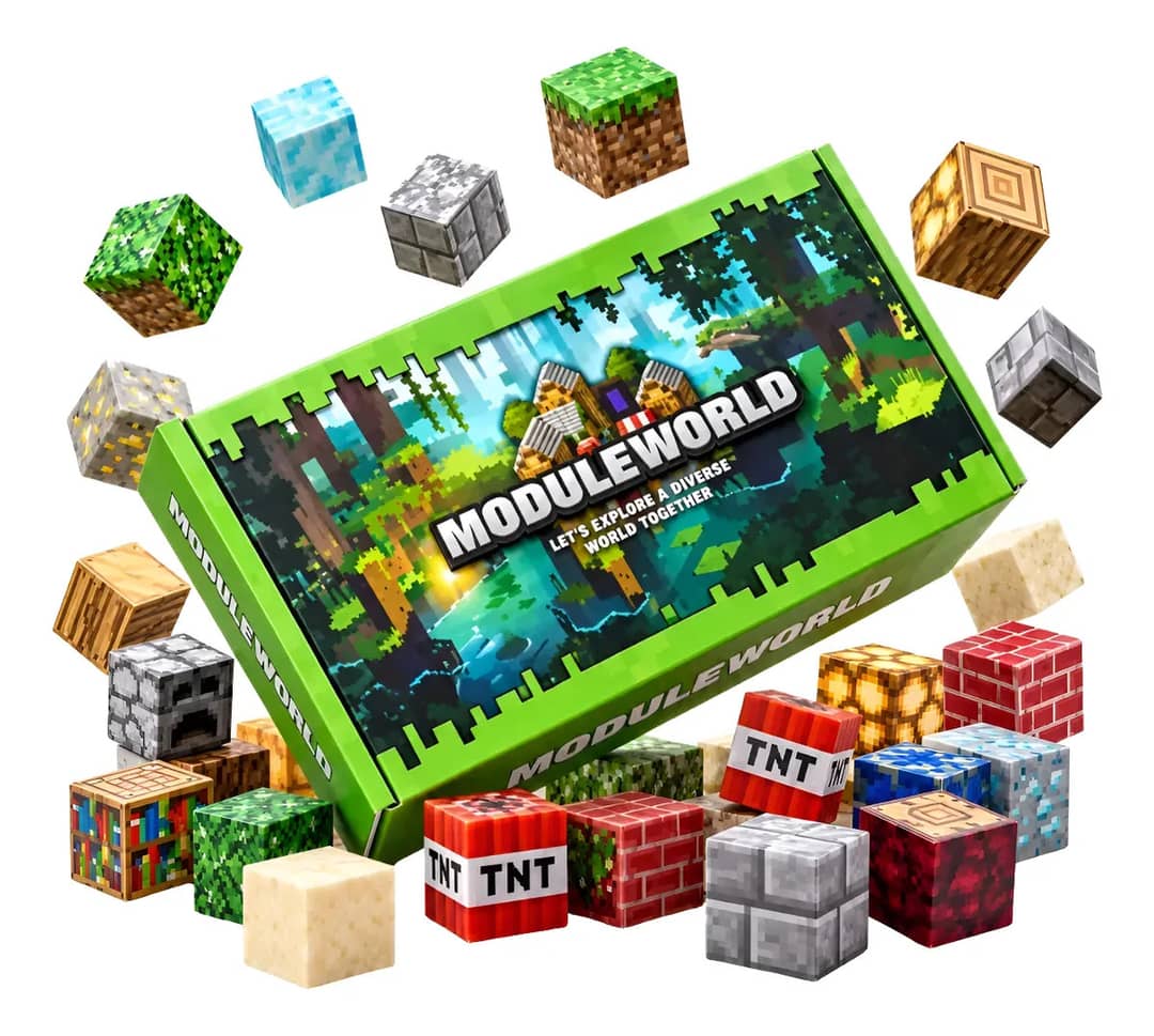 Minecraft Module World 100 Peças Blocos Magnéticos Educativo 100 Module World Minecraft