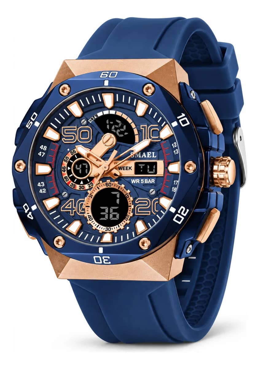 Relógio Masculino Smael 8113 Analógico Digital Com Caixa Azul