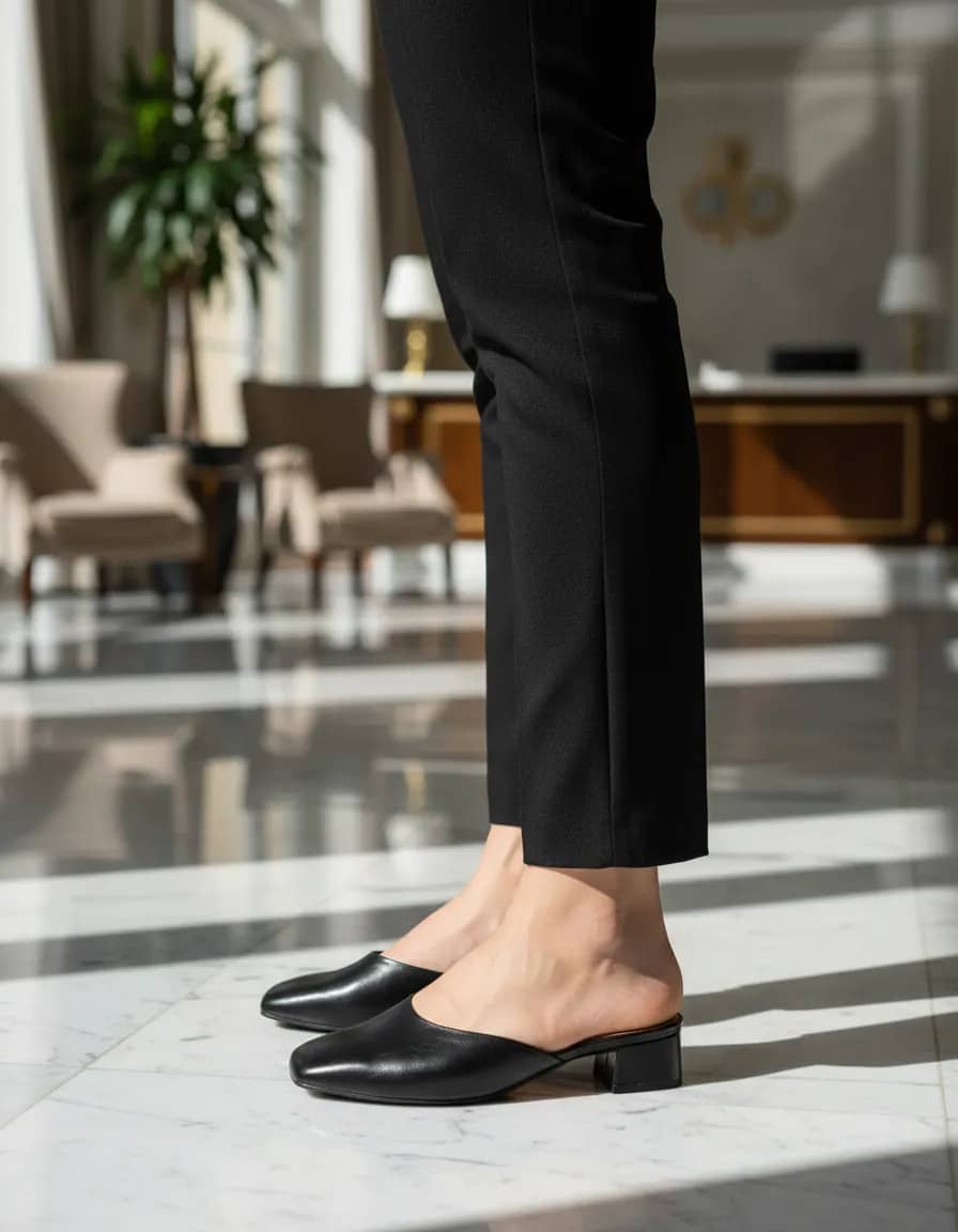 Sandália Mule Feminina Salto Bloco Anacapri Preto Liso 37