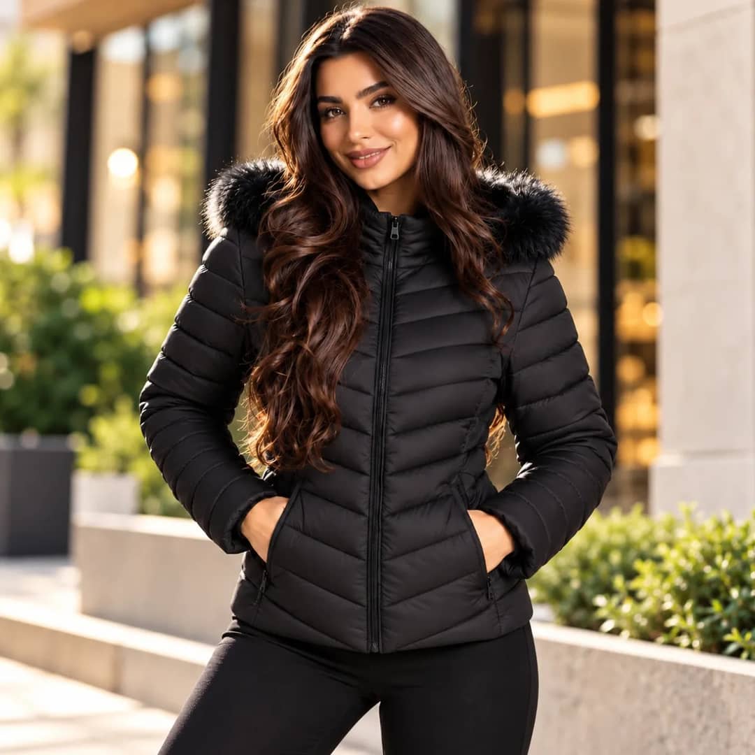 Jaqueta Blusa Feminina Puffer Forrada Impermeável Inverno Preto M Liso