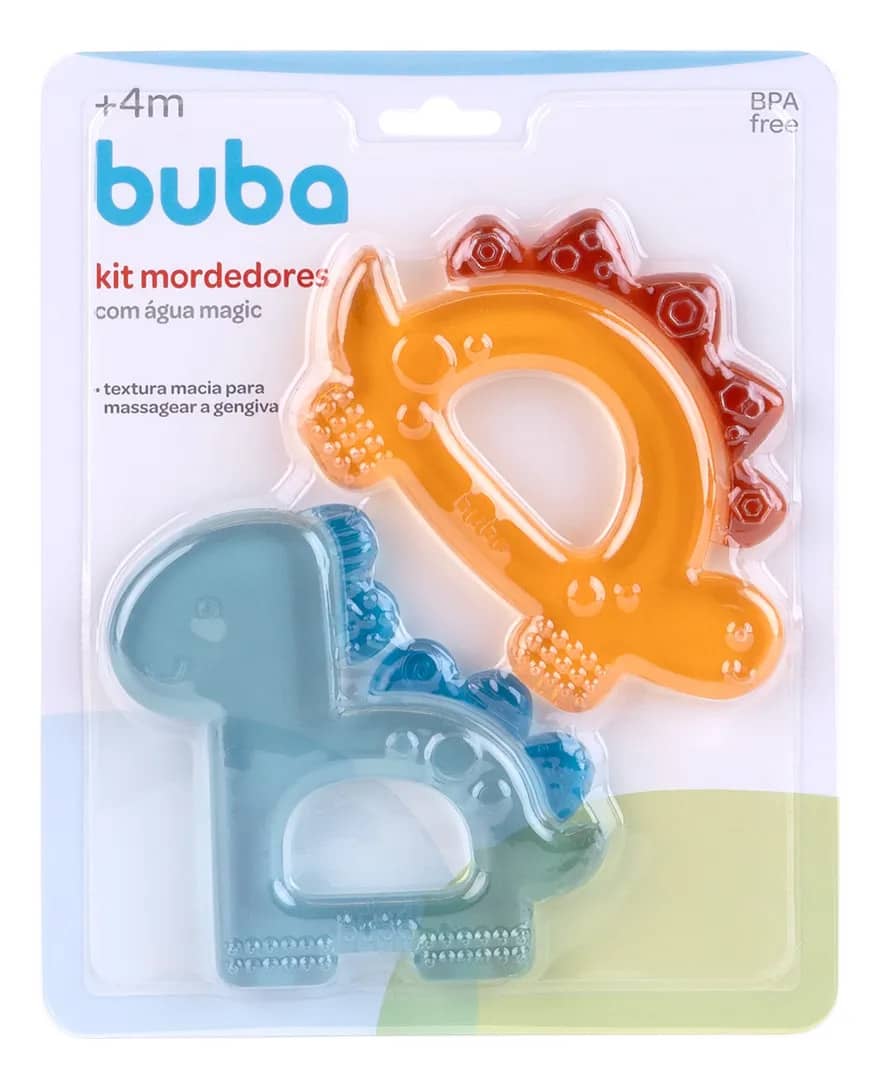 Kit 2 Mordedor Com Água Refrigerável Magic Buba Magic Dino Dinossauro
