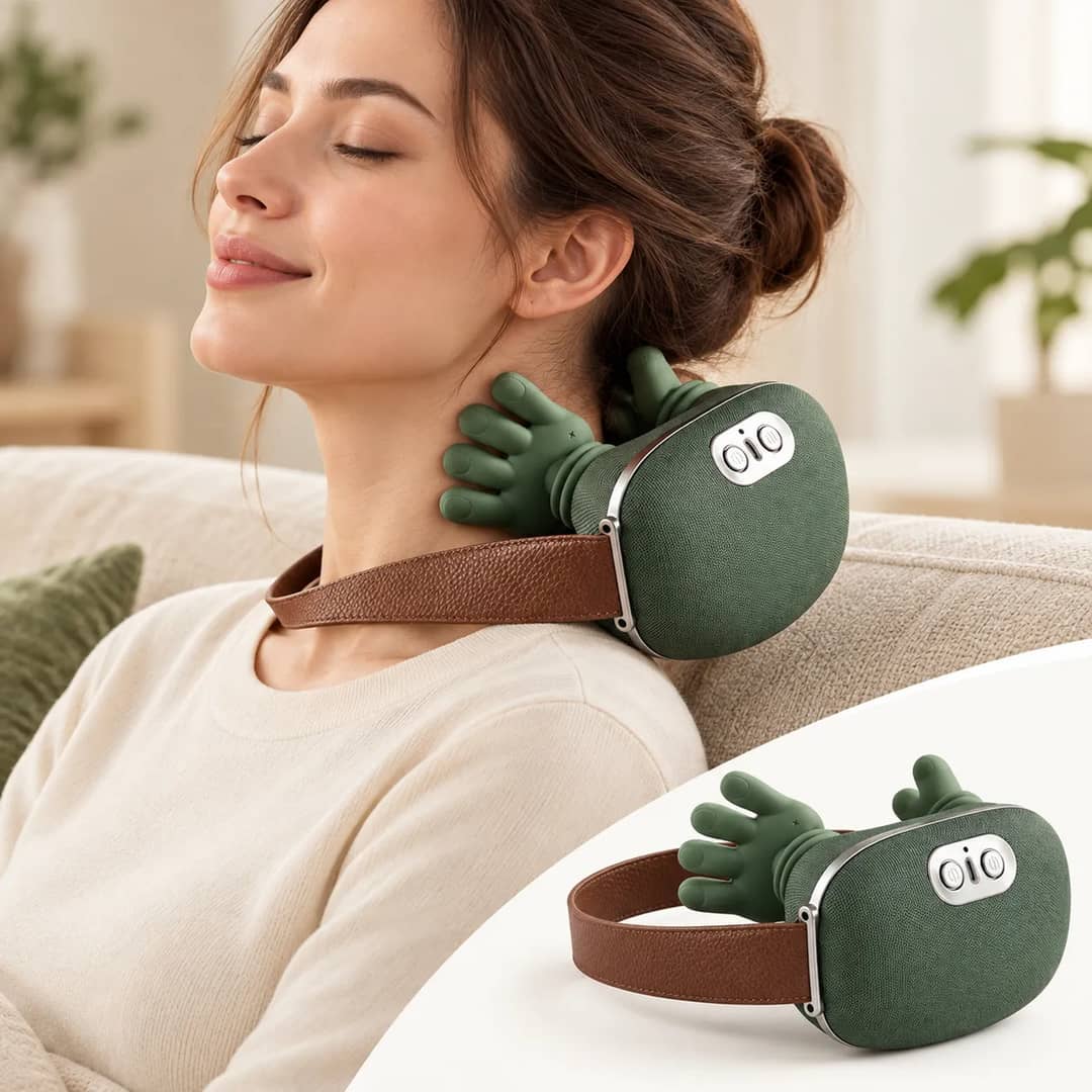 Massageador Pescoço Ombro Maozinha 3d Aquecimento Elétrico 127/220v Verde