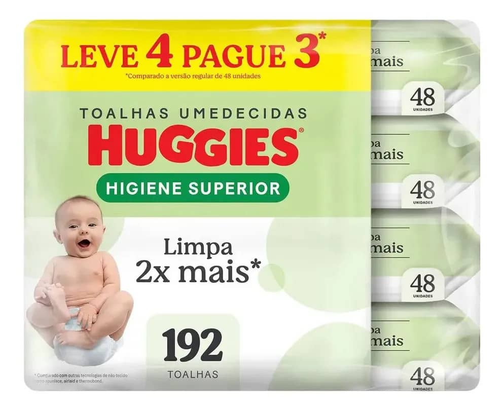 Lenços Umedecidos Huggies Higiene Superior - 192 Unidades
