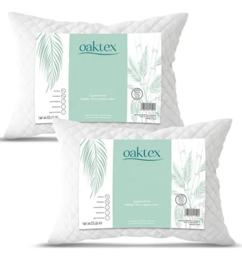 Kit C/2 Travesseiros Luxo Matelado Fibra Antialérgica 50x70 Branco