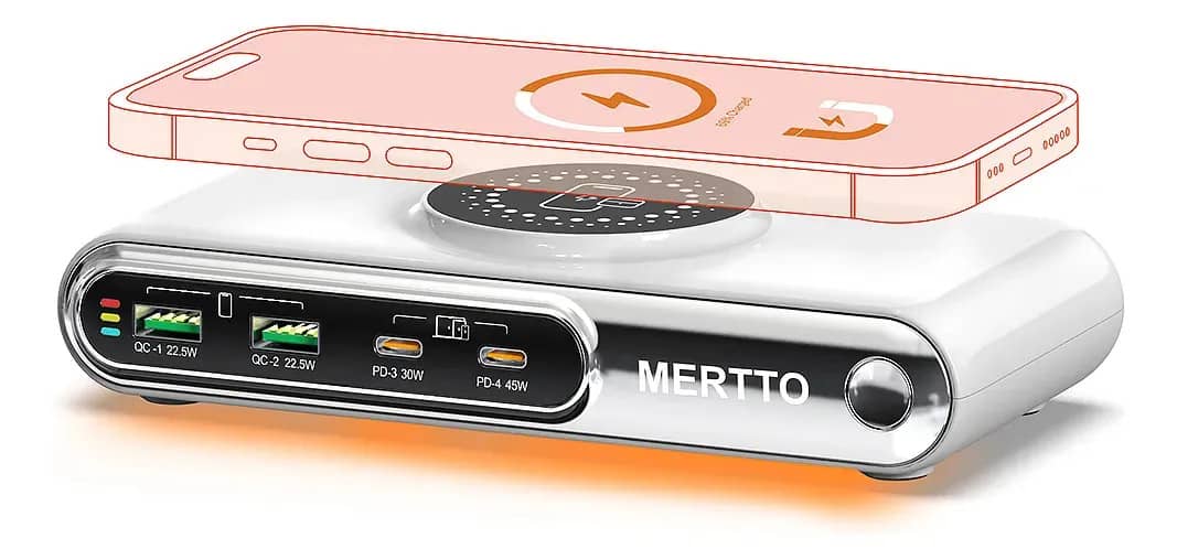 Carregador Rápido Mertto Usb Tipo C, Carregamento Sem Fio, Branco