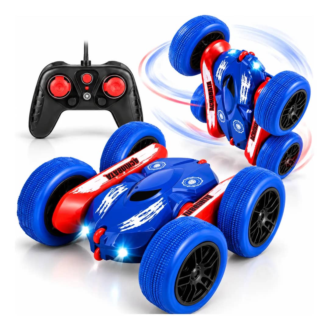 Carrinho De Controle Remoto Acrobata 4x4 Gira 360 Luz E Som Azul Maluco Rc Drift Insano - Brinquedo Carro Infantil Radical Original