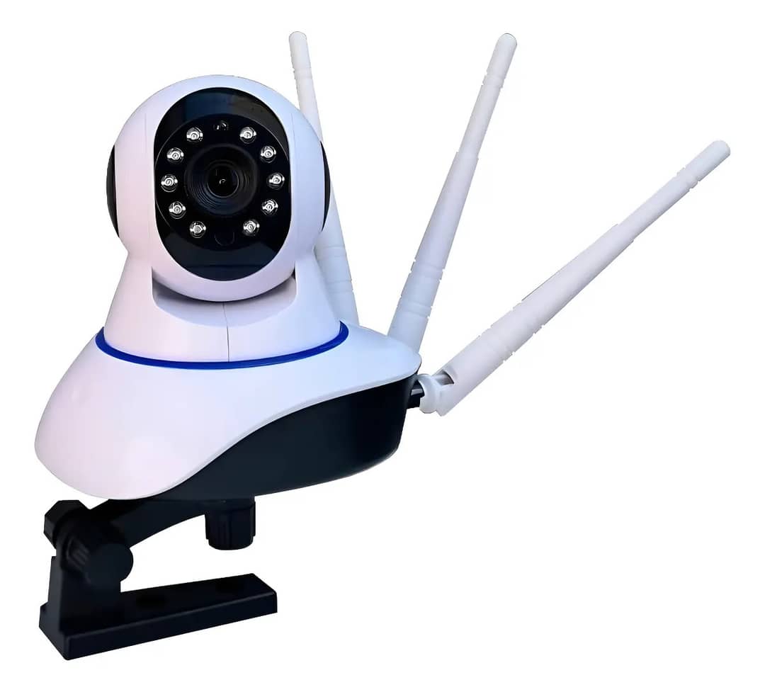 Câmera Ip 3 Antenas Wifi Wireless 3ª Geração Visão Noturna Cor Branco