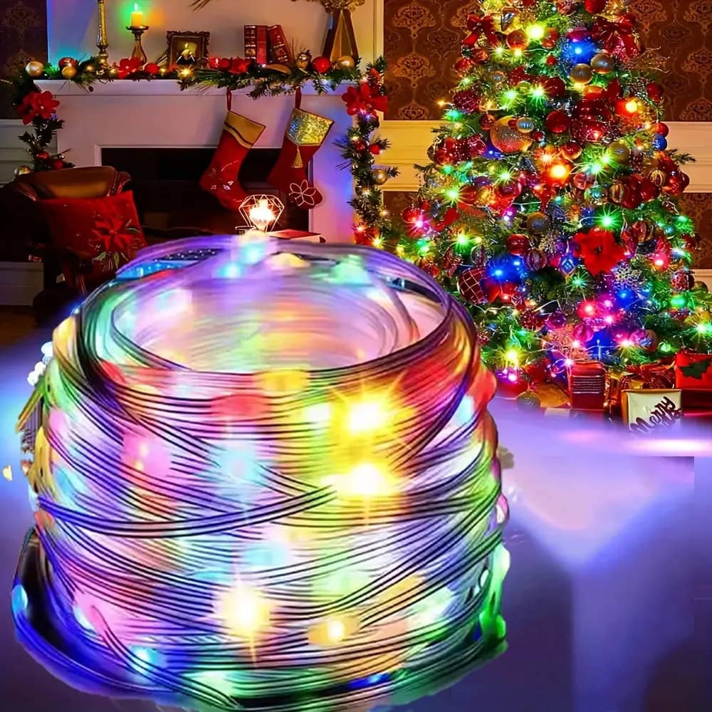 Cordão Led Natal Fio Fada 400 Leds 50m Impermeável 8 Modos Rgb 127/220v
