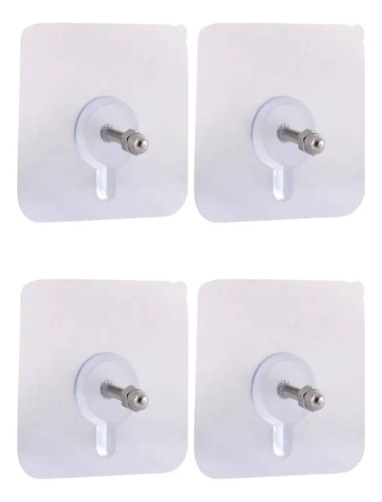 Kit 4 Gancho Adesivo Parede Resistente Pendurar Multiuso Branco