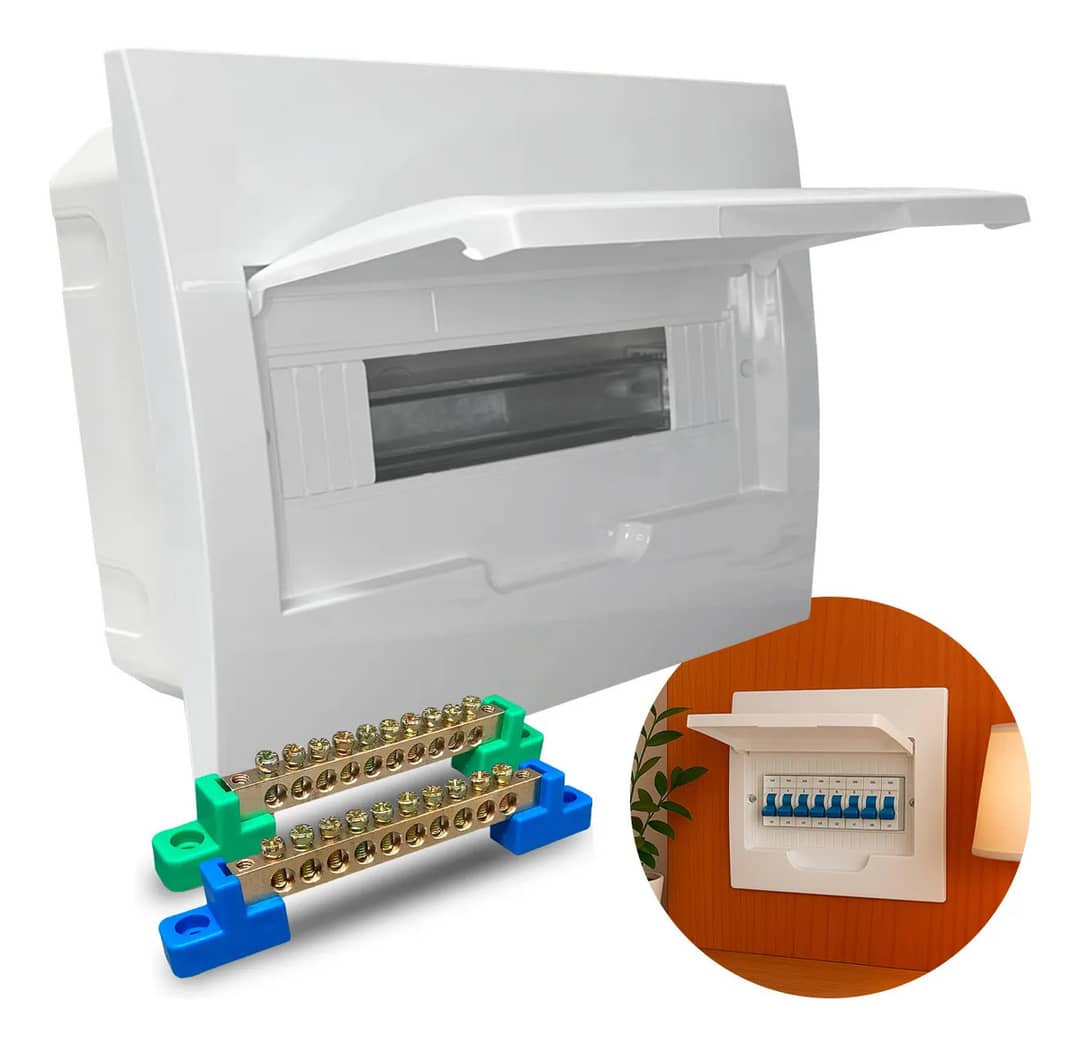 Kit Quadro De Distribuicao Pvc 12 Polos Embutir +…