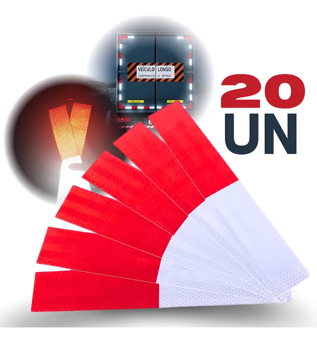 Faixa Refletiva Adesiva Sinalização Caminhão Kit 20un