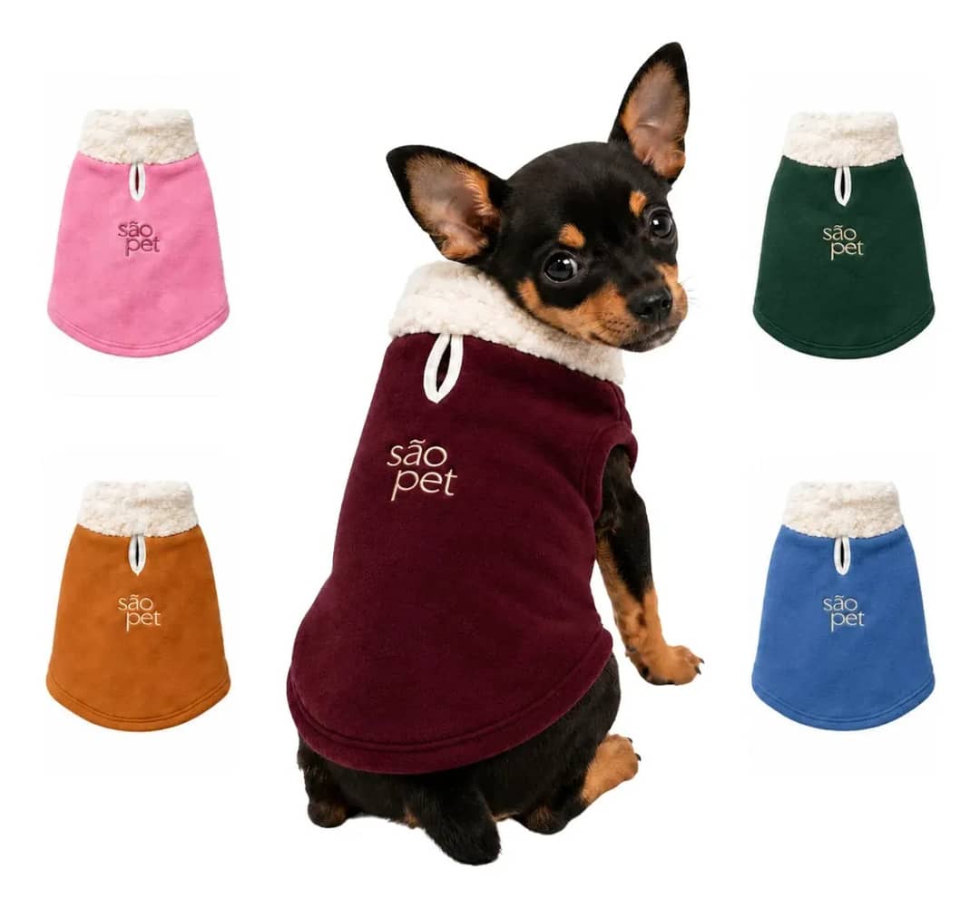 Roupa Inverno Cachorro Mini Filhote Pelúcia Quentinha Vinho
