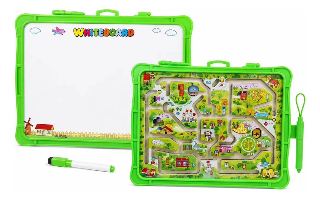 Lousa Mágica Magnética Educativa 2 Em 1 Labirinto Verde