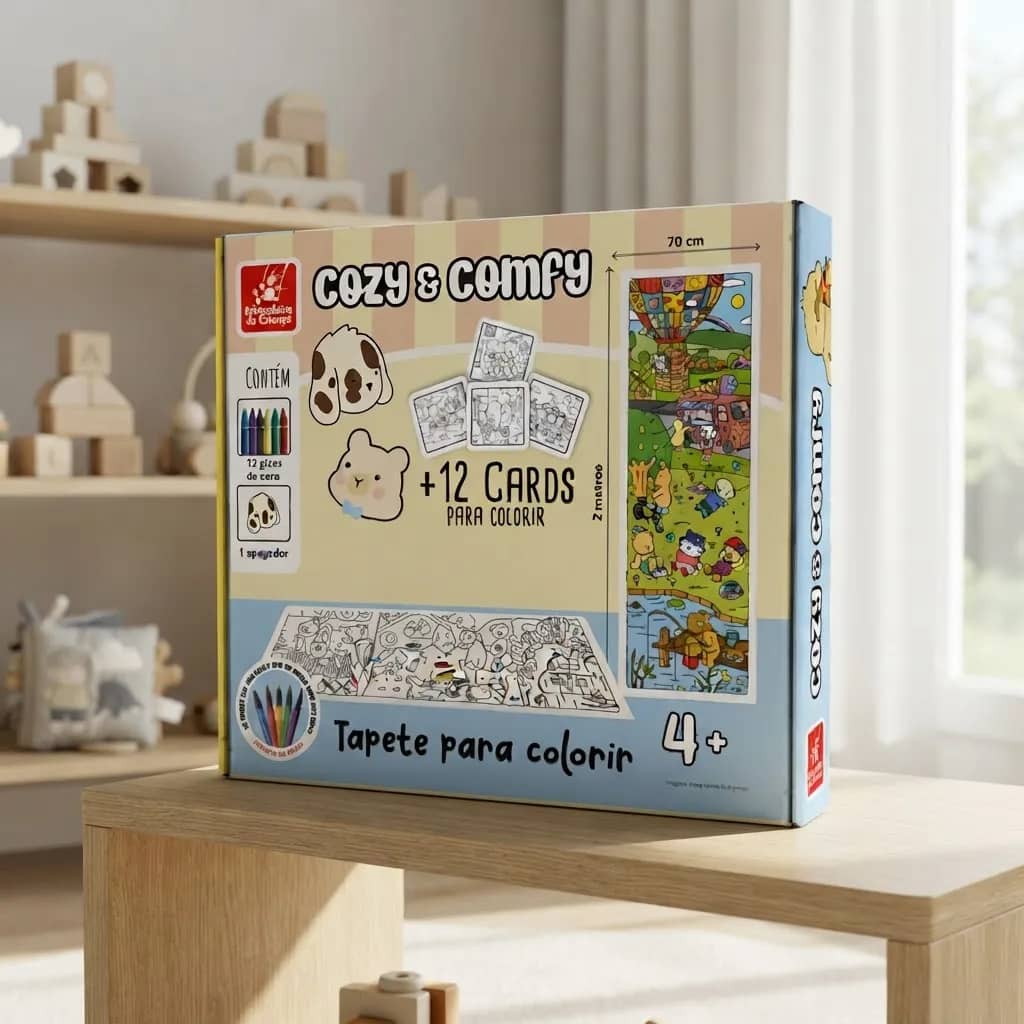 Tapete Infantil Para Colorir Cozy E Comfy 2m Com Giz Qu