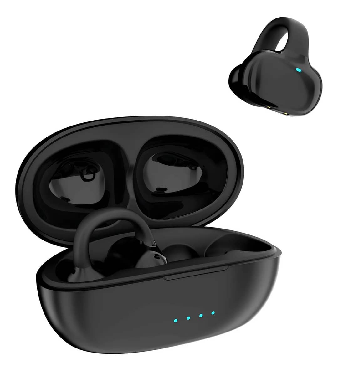 Fone De Ouvido Bluetooth 6.0 Sem Fio Tws Clipe Som Estéreo Preto