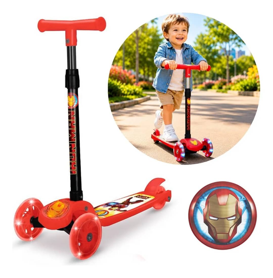 Patinete Infantil Menino 2 A 4 Anos 3 Rodas Homem Ferro Patinete Infantil 3 Rodas Scooter Azul Homem De Ferro