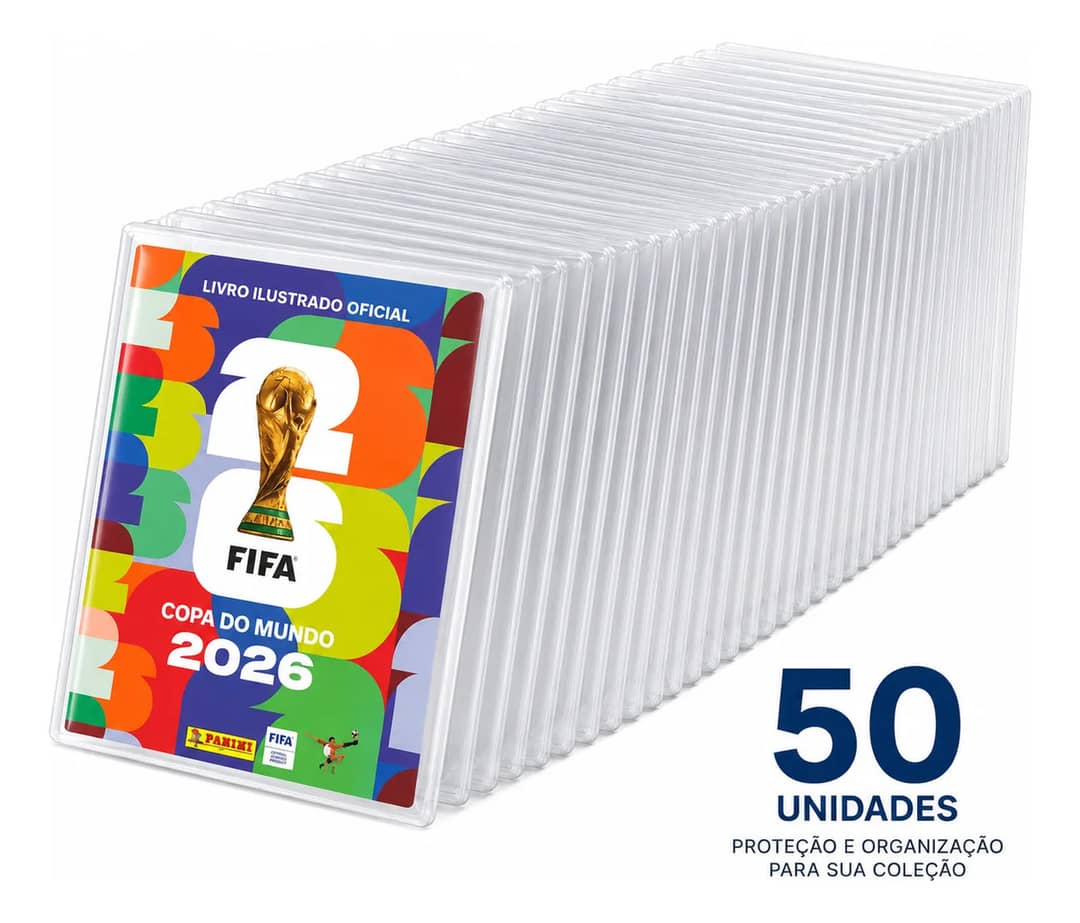 Kit 50 Capa Protetora Álbum Copa Do Mundo 2026 Transparente
