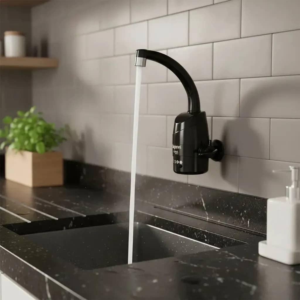Torneira Elétrica Zagonel Luna De Parede 5500w Acabamento Polido Cor Preto Brilhante 220v
