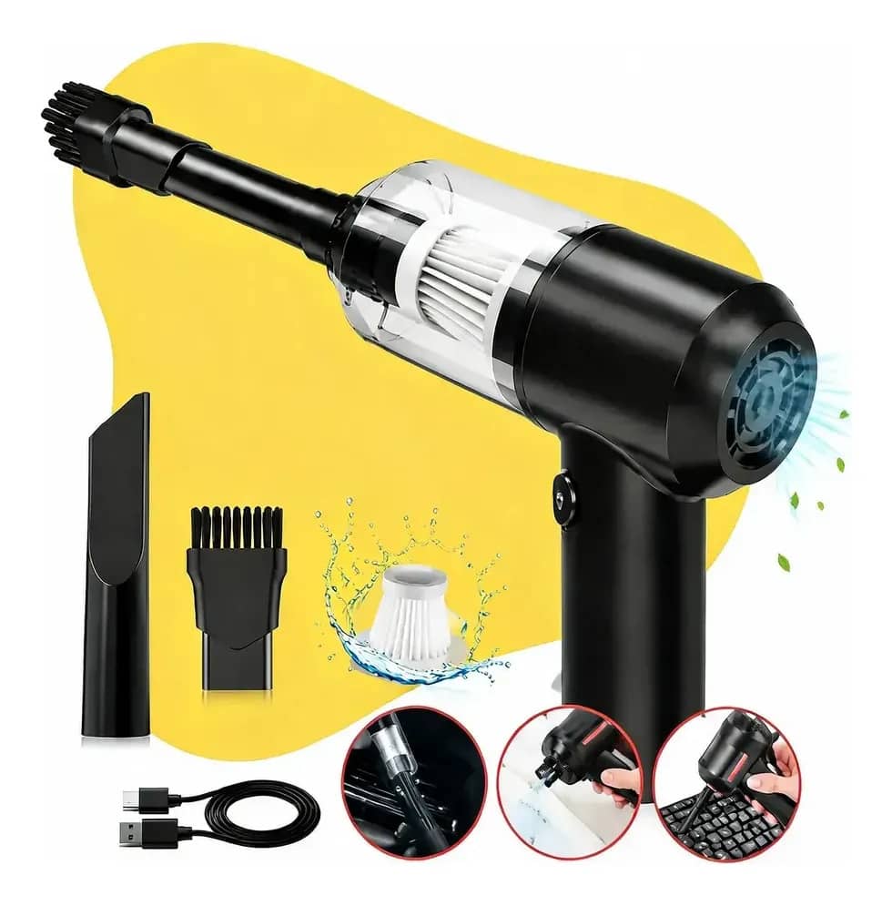 Aspirador De Carro 3 Em 1 Usb Portátil Sem Fio Mini Potente Preto Usb