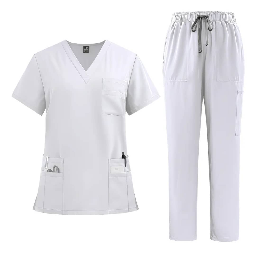 Pijama Médico Roupa Reta Uniforme Cirúrgico Para Mulheres Branco G