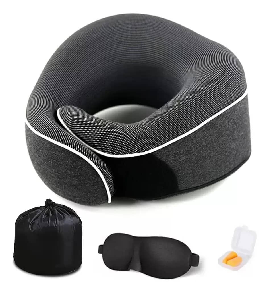 Travesseiro Almofada Pescoço Viagem Scarf Neck 360 Cinza-escuro