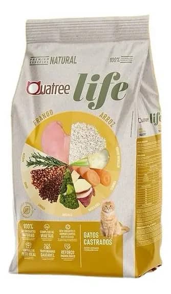 Ração Quatree Life Gatos Ad Castrados 10,1kg Sem Transgênicos