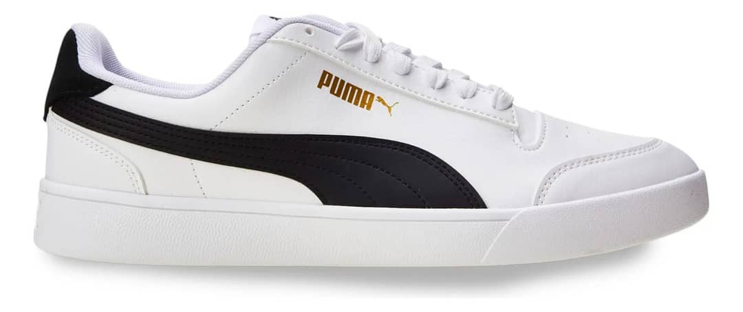 Tênis Casual Masculino E Feminino Shuffle Puma Puma White-puma Black-puma Team Gold Geométrico 38 Br