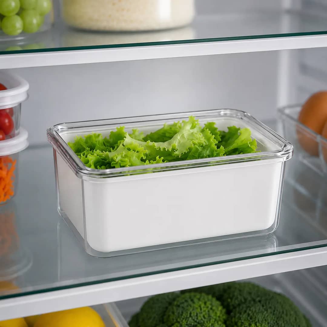 Organizador Geladeira Sempre Seco 2,7l Com Tampa Verduras Branco