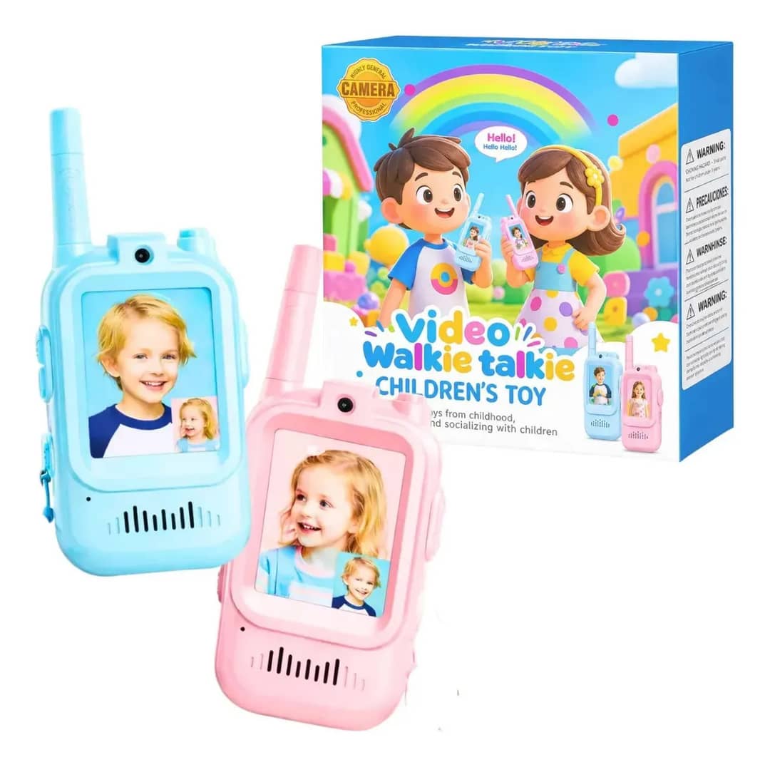 Kit 2 Walkie Talkie Infantil Comunicador Video Recarregavel Rosa E Azul