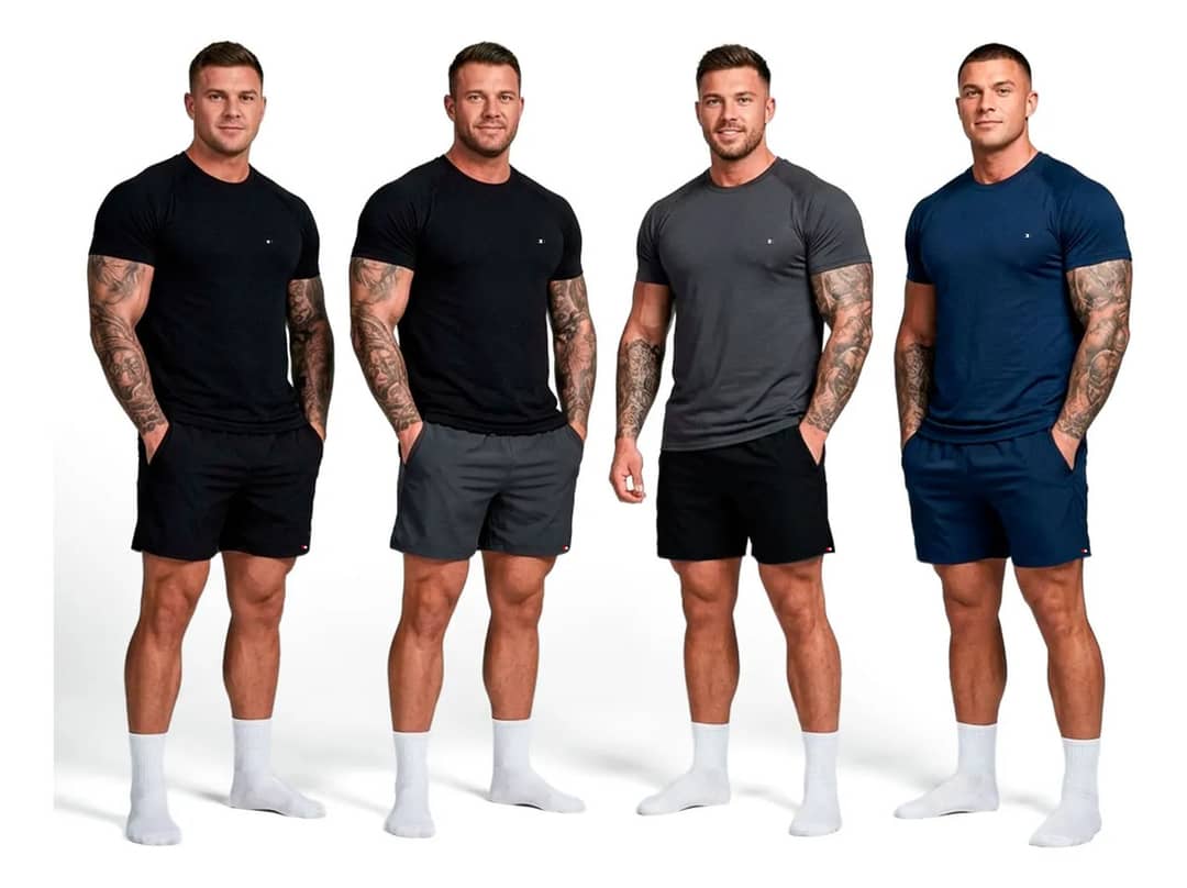 Kit 8 Peças Dry Fit 4 Camisetas + 4 Shorts Academia Sandrini Sortidos Liso Gg