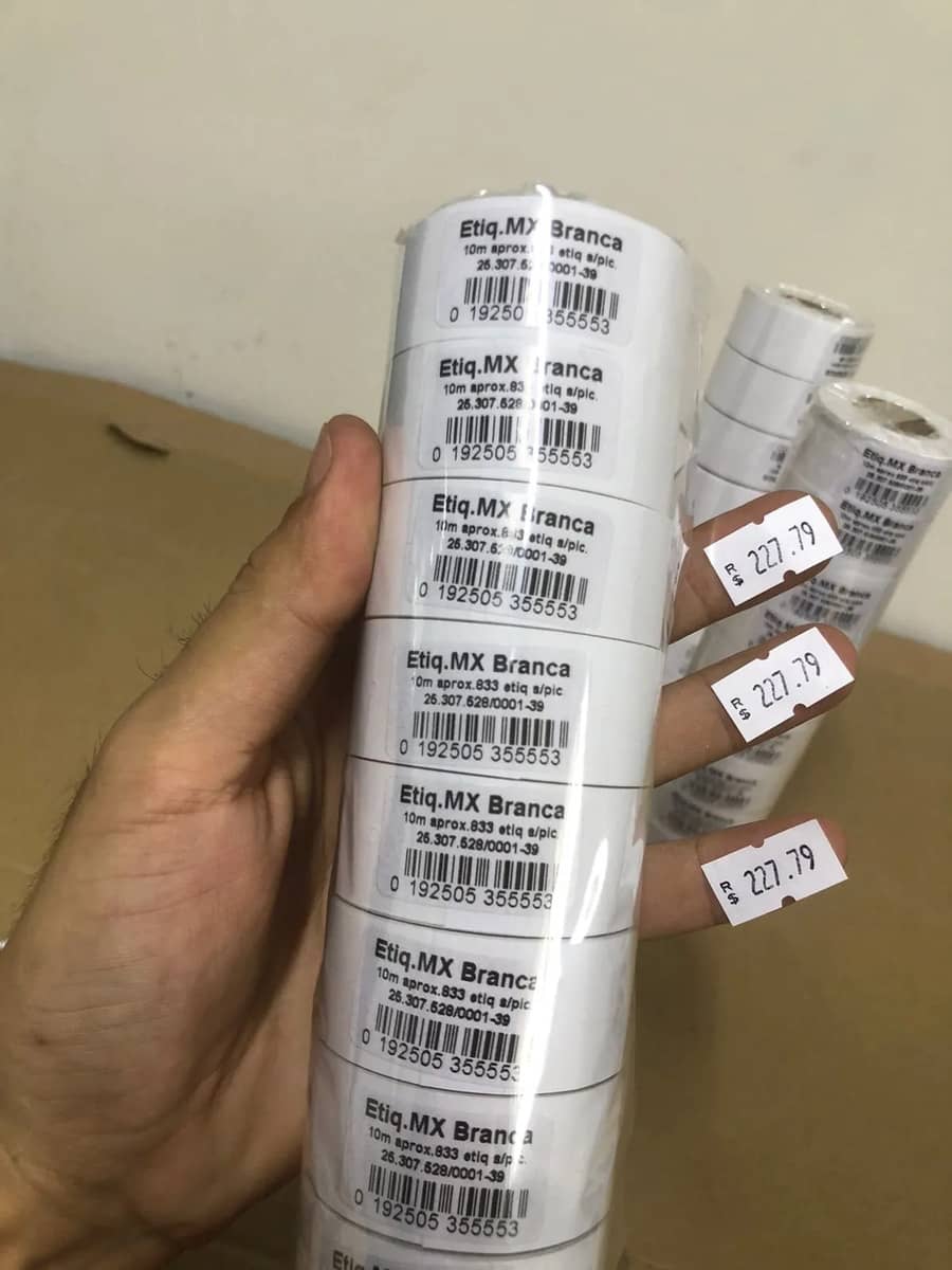 Etiqueta Refil Etiquetadora Mx5500 Mx2212 M14 10 Rolos Branco S/ Impressão