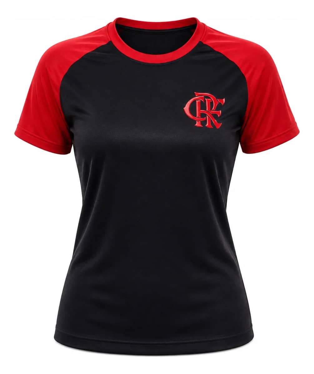 Camiseta Flamengo Feminina Camisa Time Original Blusa Preto Preto Torcedor M