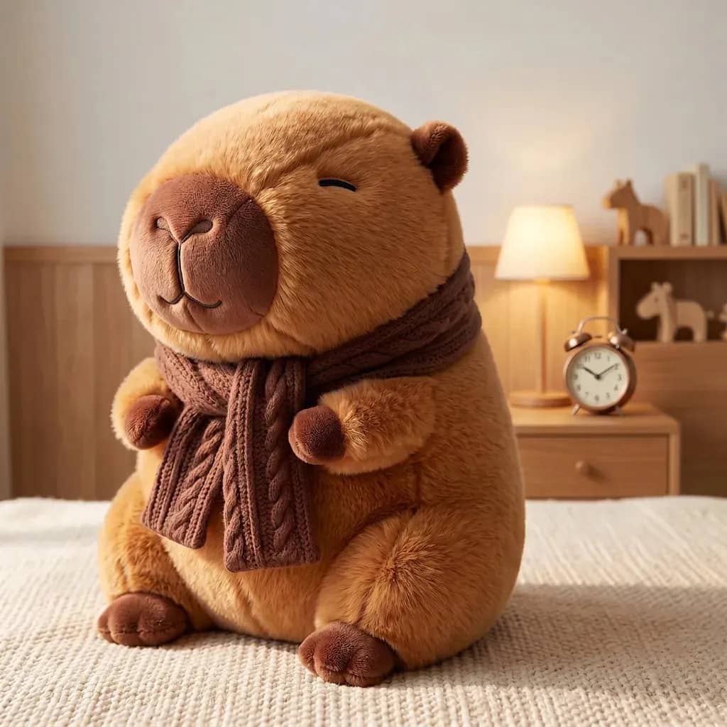 Pelúcia Capivara Cachecol Inverno Marrom