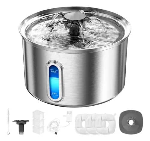 Bebedouro Fonte Pet 3.2l C/ 3 Filtro Aço Inox Alimentício304 Prateado