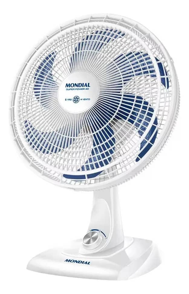 Ventilador De Mesa Vsp-40-w Super Power 40 Cm Mondial 140w Estrutura Branco/azul Pás Branco/azul 60hz 127v Plástico 6