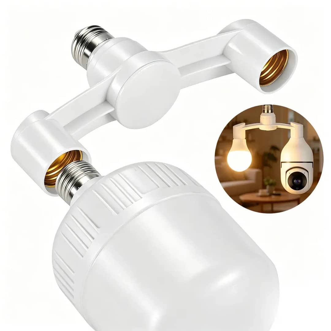 Adaptador Soquete E27 Duplo Bocal Para Lampada Adaptador Lampada Duplo E27 Divisor De Soquete Para 2 Lampadas Bocal E27 Duplo 2 Em 1 Branco