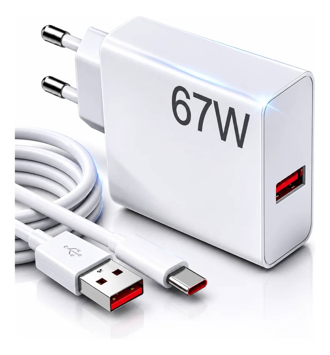 Carregador Turbo 67w Usb-c Para Xiaomi Redmi Note Samsung Branco