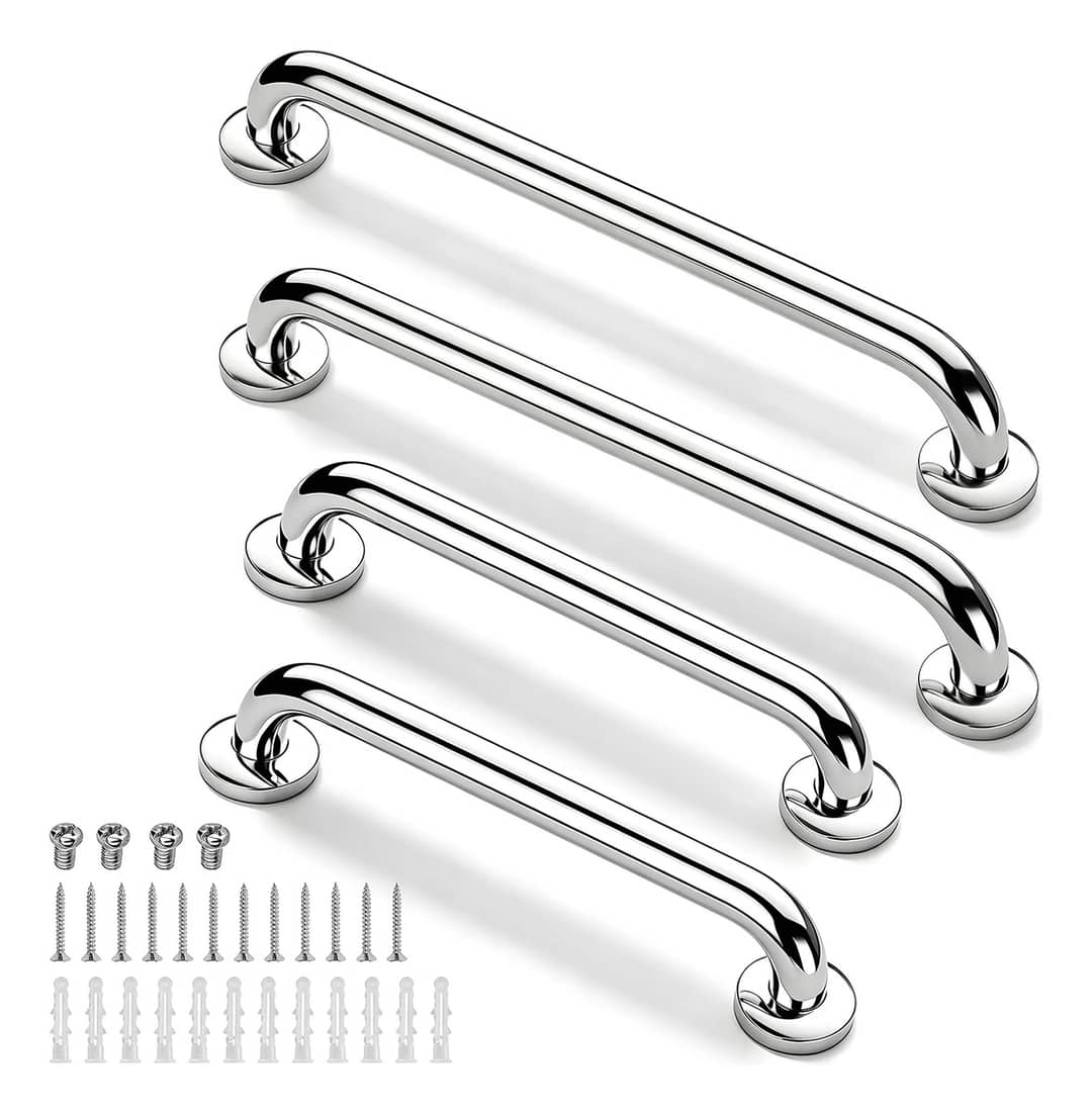 Barra Apoio Banheiro Inox 40/60cm 4pcs Suporte Banho Prateado