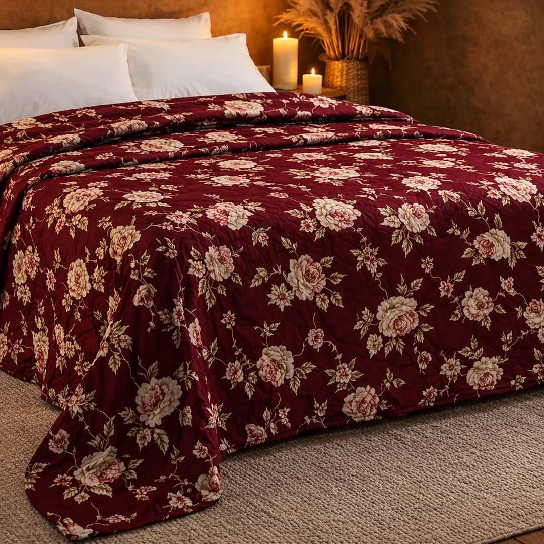 Cobertor Manta Cama Casal Inverno Macia Conforto Mantinha Floral Vermelho 760 G Vermelho