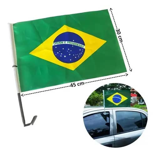 Bandeira Do Brasil Para Carro Com Haste E Mastro De 40 Cm