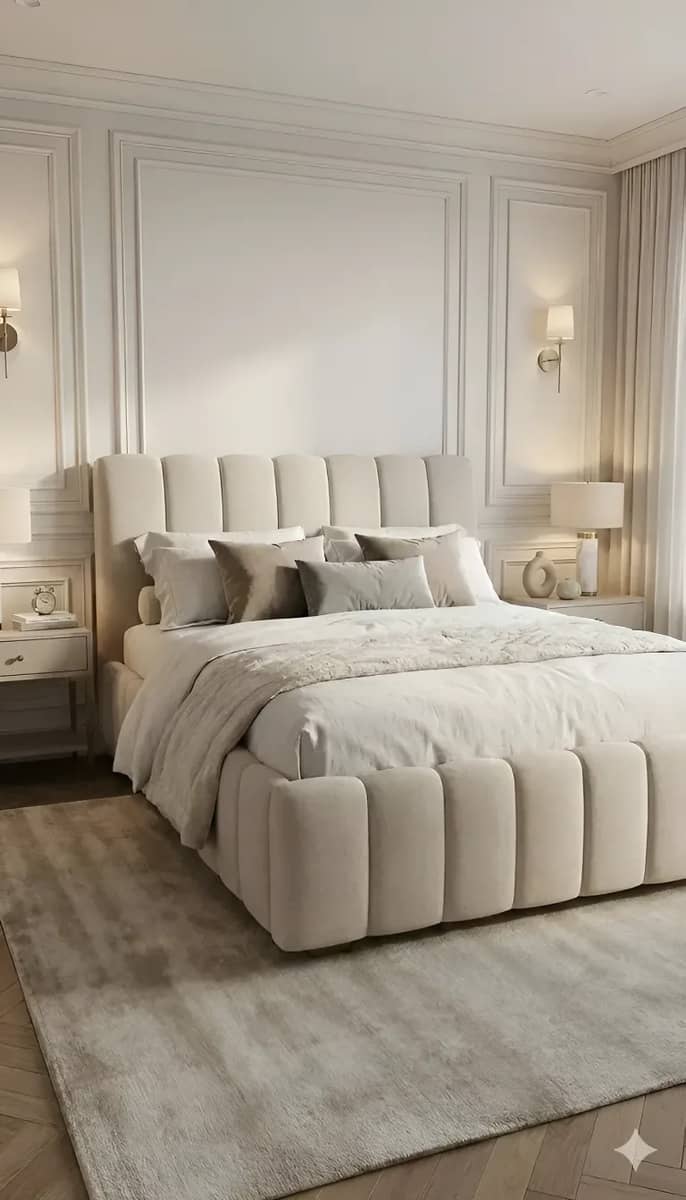 Cama Estofada Casal Maciosono Confortável Quarto Queen Bege Linho Bege