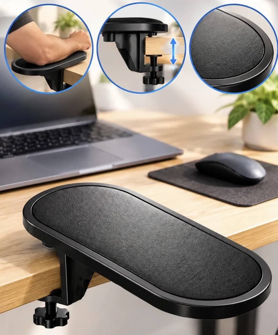 Suporte Apoio Descanso Braço Mesa Escritório Ergonômico Preto