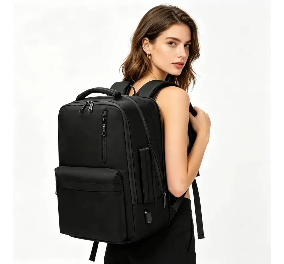Mochila Para Notebook Feminina Expansível De 25l A 40l, Com Usb E Impermeável Preto
