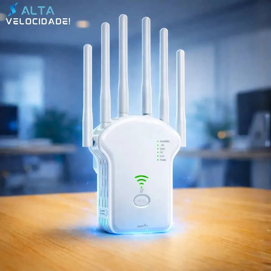 Repetidor De Sinal Wi-fi Roteador Wireless 6 Antenas Longo Alcance Internet Wifi Potente Fácil Instalação 300mbps Blackbom