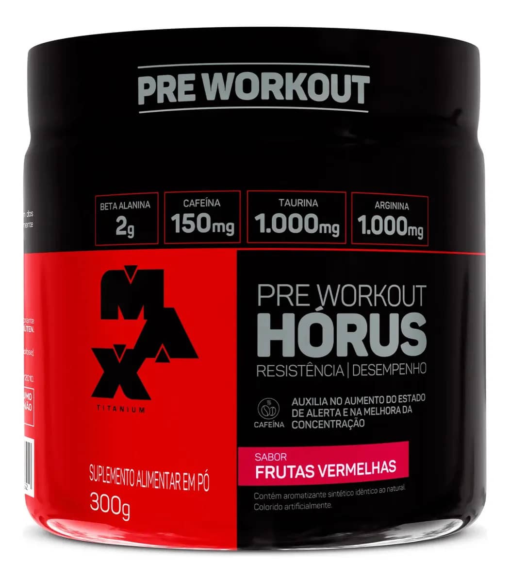 Pré Treino Hórus 300g Max Titanium Frutas Vermelhas Energia Sustentada