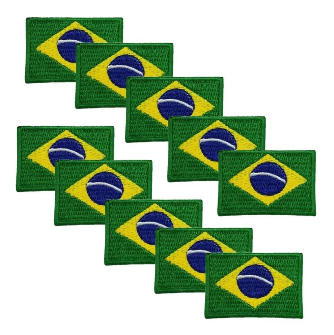 Patch Termocolante Bordado Bandeira Do Brasil Kit 10 Un Multicolorido Excelente Durabilidade Estampado