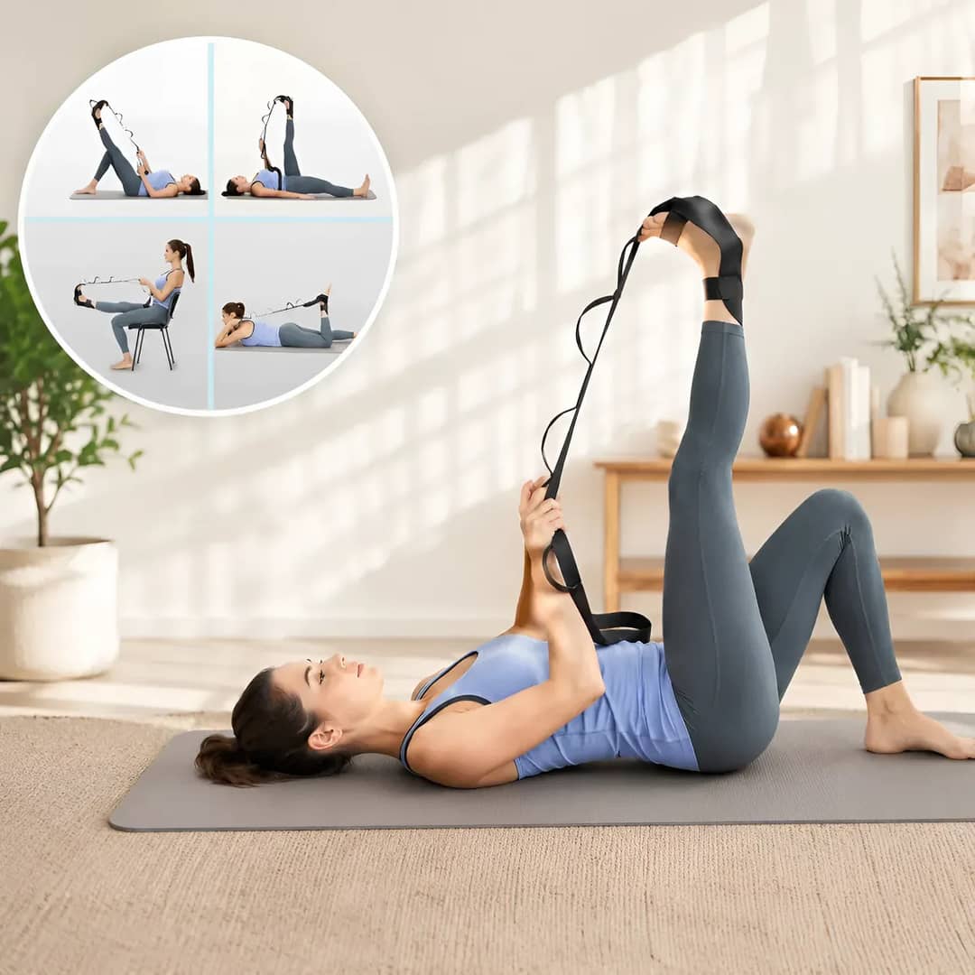 Faixa Alongamento Yoga Pilates Fisioterapia Fascite Plantar Preto
