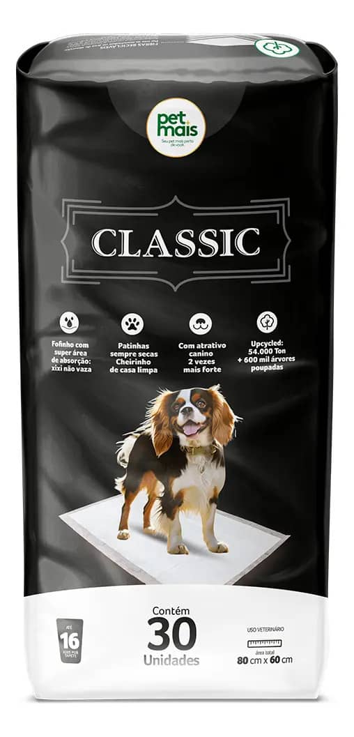 Tapete Higiênico Petmais Classic 90x60cm 30 Unidades