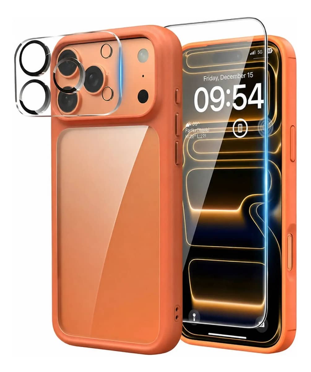 Capa Capinha Para iPhone 17 Pro Max Fosca Transparente Luxo Laranja iPhone 17 Pro